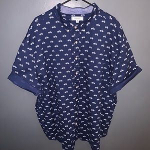 Short Sleeve Button Up, Navy Bicycles 3X